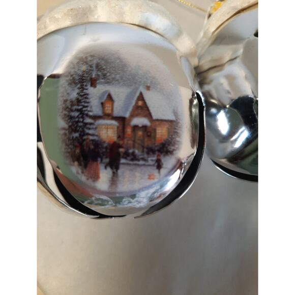 VINTAGE ASHTON DRAKE GALLERIES SET‎ OF 3 THOMAS KINKADE SLEIGH BELLS ORNAMENTS - Picture 8 of 10